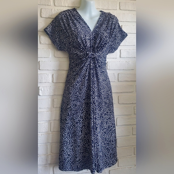 Liz Claiborne Polka-dot Dress Pleated Knot Black and White Size 8 - Picture 9 of 9